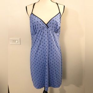 Apt 9 Blue Black Polka Dot Lace Razor Back Adjustable Chemise Slip